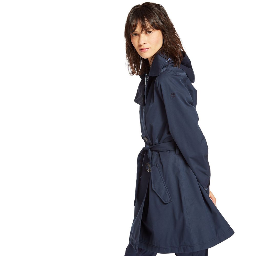 Timberland Womens Coats Classic Waterproof Trench - Navy - India CL5891624